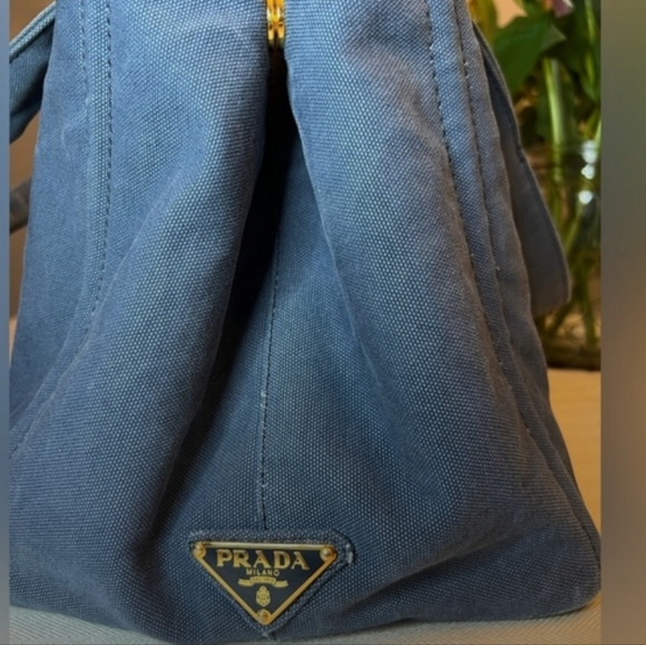 PRADA Blue Denim Large Canapa Tote Bag | EUC - Picture 9 of 11